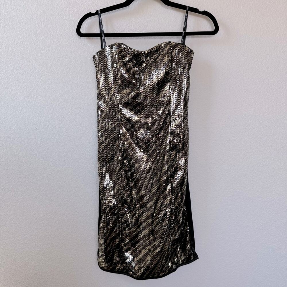 XOXO Sequin Strapless Dress - Gold and Black